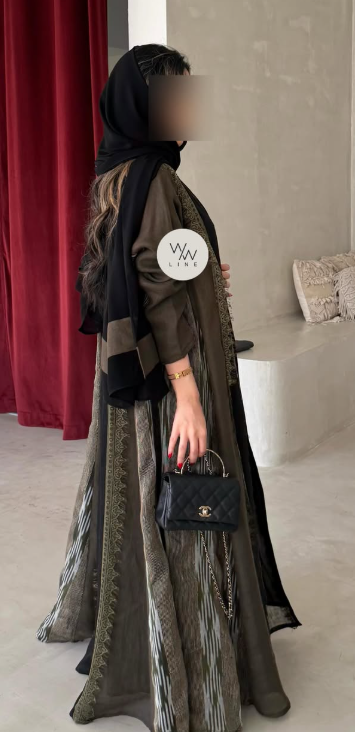 Olive Ikat Panel Abaya