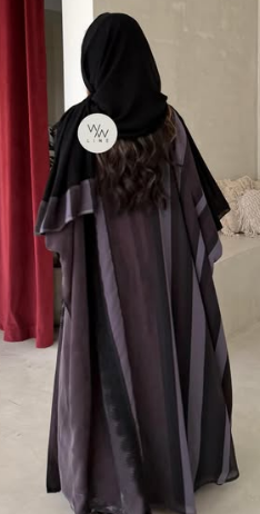 Hooded Satin Panel Abaya