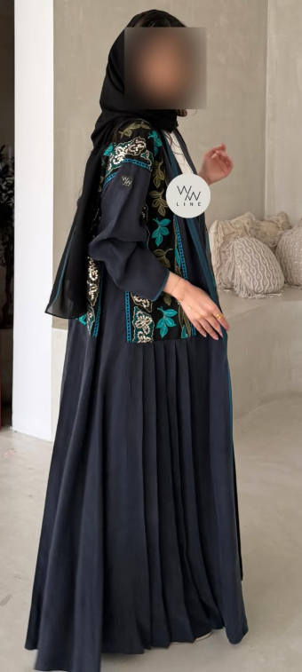 Emerald Bloom Embroidery Abaya