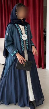 Teal Motif Chiffon Ensemble