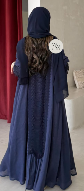 Navy Cascade Abaya
